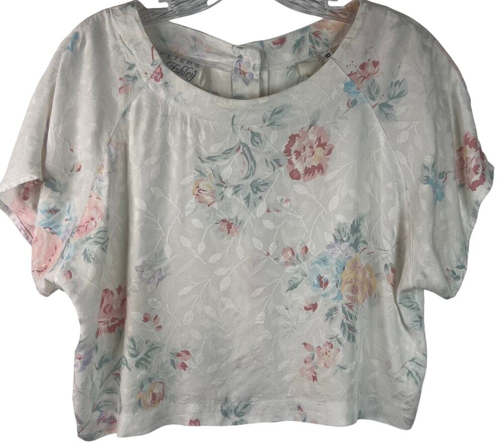 Peters & Ashley Womens Vintage Cropped Top Floral Romantic Whimsical Y2K Size 10
